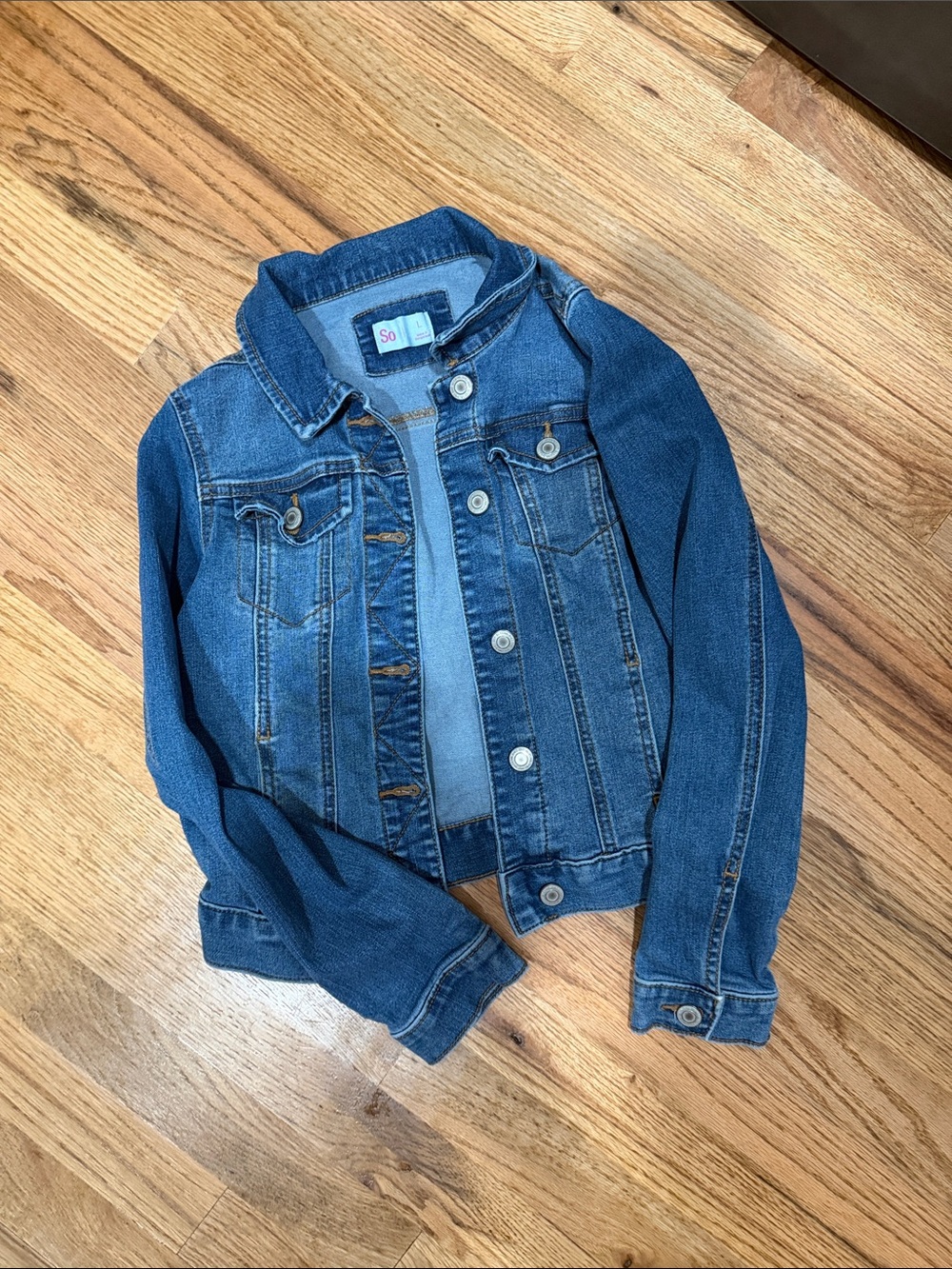 SO Blue Girls' Denim Jacket - Medium Wash
